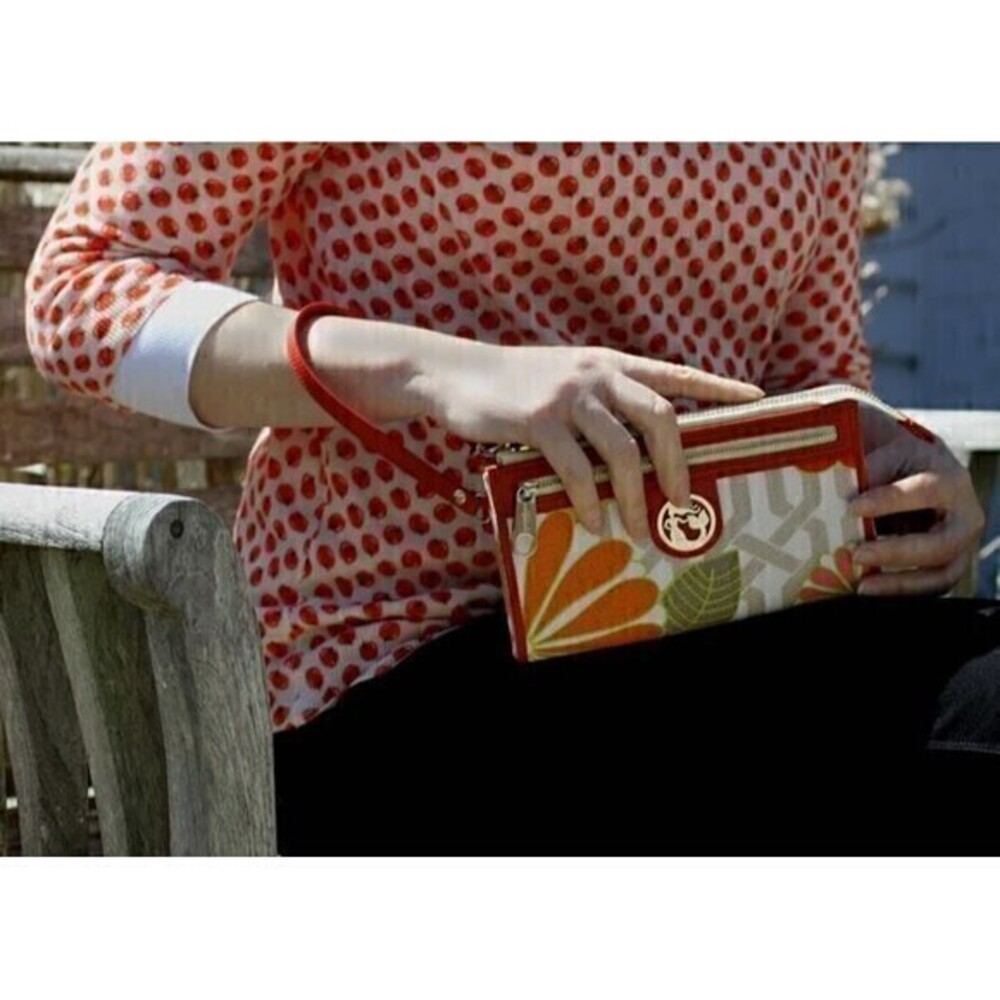Spartina 449 Tibi Soli Fan Fare Wallet Crossbody Small Orange Floral Purse